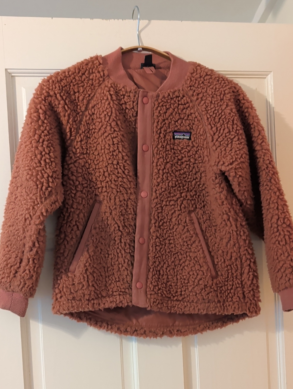 Patagonia Kids Sherpa Button-Front Jacket in Dusty Rose